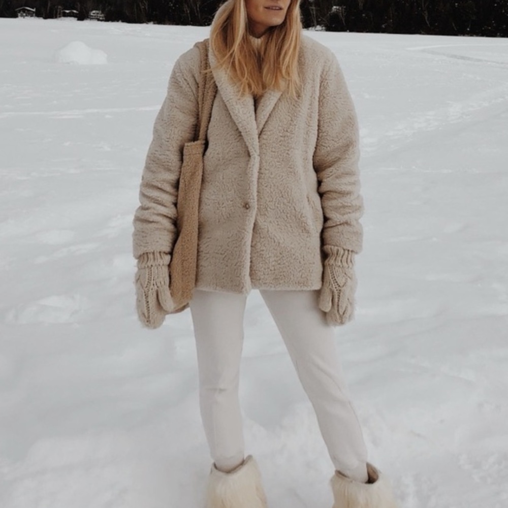 Ba&sh Manteau Welli Coat FauxShearling Fleece Ecru Size Medium